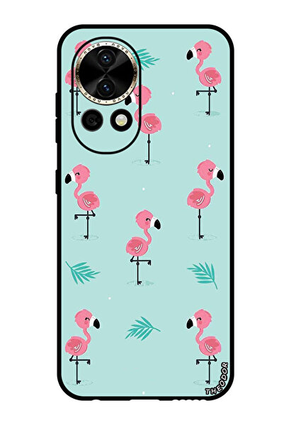 Theodor جراب واقٍ مضاد للخدش والصدمات لهاتف هواوي نوفا 12 ألترا بنقشة طائر الفلامنجو