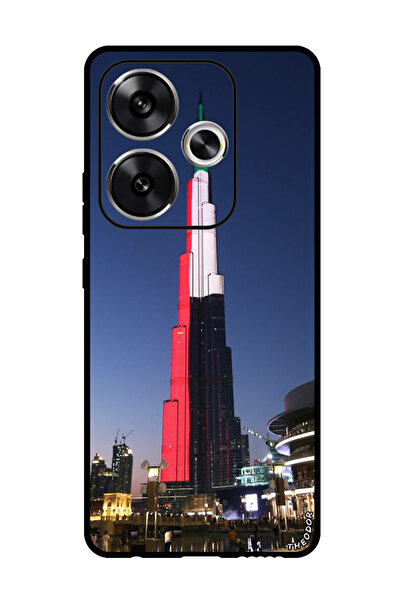 Theodor جراب حماية لهاتف شاومي ريدمي توربو 3 - علم الإمارات على برج خليفة