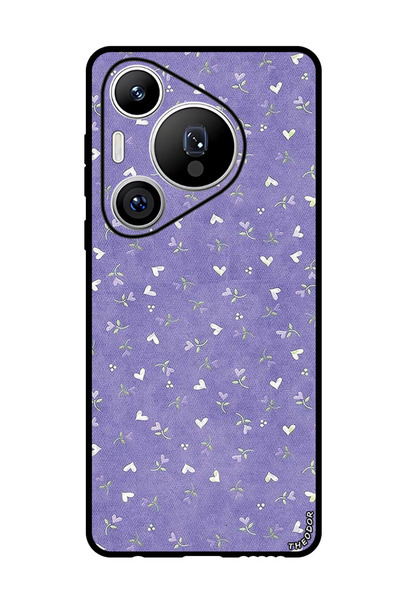 Theodor جراب واقٍ مضاد للخدش والصدمات لهاتف هواوي بيورا 70 برو بلس - قلوب أرجوانية