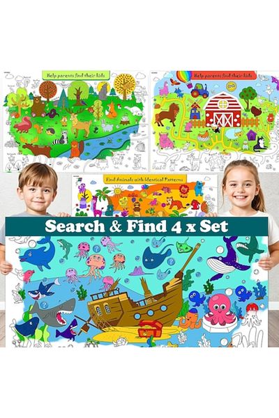 OEM Set 4 coloring posters, 103x72 cm with themes Farm, Forest, Zoo