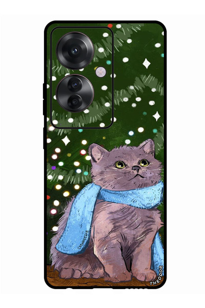 Theodor جراب واقٍ مضاد للخدش والصدمات لهاتف Oppo Reno 11F بتصميم قطة لطيفة