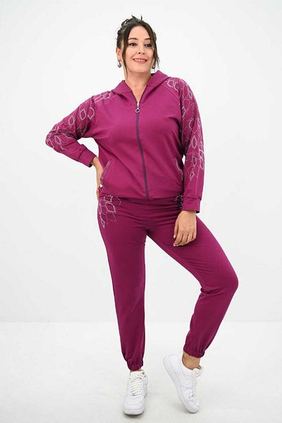 Bigsize Women's plus size tracksuit with rhinestones 8129