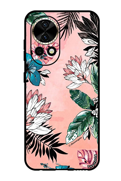 Theodor جراب واقٍ مضاد للخدش والصدمات لهاتف هواوي نوفا 12، زهور وأوراق