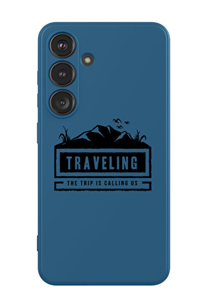 Theodor جراب حماية من السيليكون السائل المقاوم للصدمات لهاتف سامسونج جالاكسي S24 (أزرق) - سفر