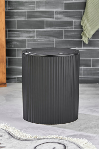 Homie ESTE - Çizgili Yuvarlak Kapaklı Klik Çöp Kovası Banyo Mutfak