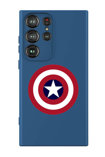 Theodor غطاء حماية سائل من السيليكون لهاتف سامسونج جالاكسي S24 ألترا (أزرق) - درع كابتن أمريكا 1
