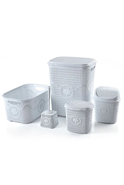 Evvano Комплект плетени ратанови 5-частични завивки