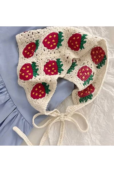 STEELVA Ladybug and Flower Patterned Triangle Knitted Hair Band