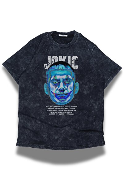 Fuddy Moda تي شيرت Jokic مكتوب قابل للغسل للجنسين، تي شيرت ريترو كبير الحجم ل...