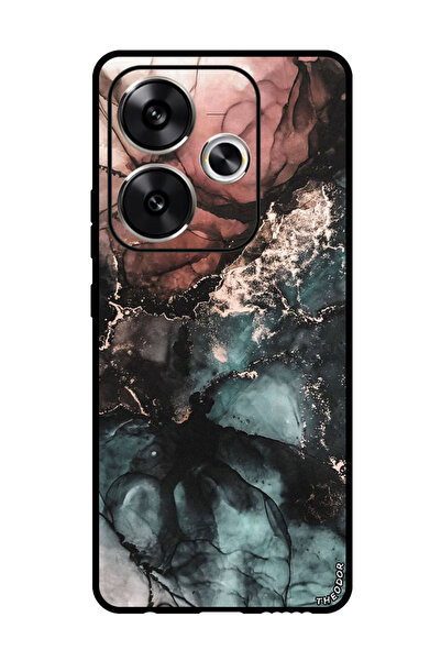 Theodor جراب واقٍ مضاد للخدش والصدمات لهاتف Xiaomi Redmi Turbo 3 بلون رخامي ملون