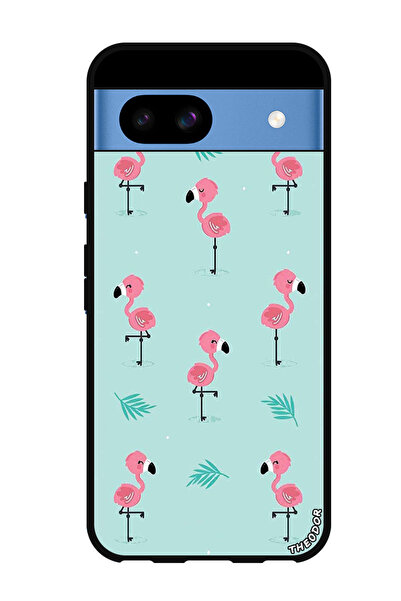 Theodor جراب واقٍ مضاد للخدش والصدمات لهاتف Google Pixel 8a بنمط فلامنغو