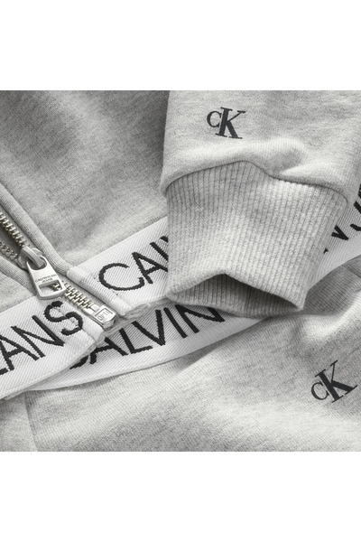 Calvin Klein LOGO TAPE ZIP THROUG Kadın Gri Sweatshirt