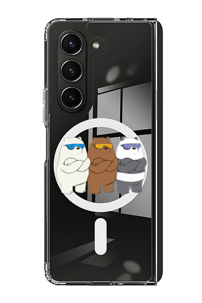 Theodor غلاف لهاتف Samsung Galaxy Z Fold 5 متوافق مع MagSafe، غطاء ممتص للصدمات للهاتف مع آذان راقصة