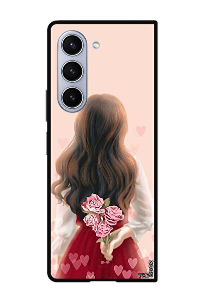 Theodor جراب حماية لهاتف سامسونج جالاكسي زد فولد 6 فتاة تخفي الزهور