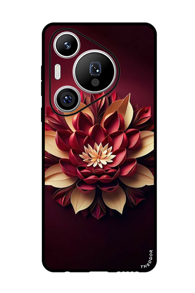 Theodor جراب واقٍ مضاد للخدش والصدمات لهاتف هواوي بيورا 70 برو بلس، تصميم زهرة تجريدية 2