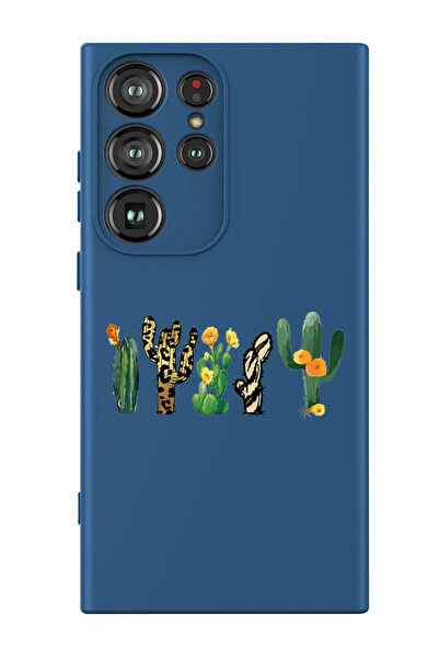 Theodor غطاء حماية سائل من السيليكون المقاوم للصدمات لهاتف سامسونج جالاكسي S24 ألترا (أزرق) - كاكتوس