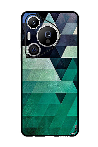 Theodor جراب واقٍ مضاد للخدش والصدمات لهاتف هواوي بيورا 70 بنمط مثلث الألوان البحرية