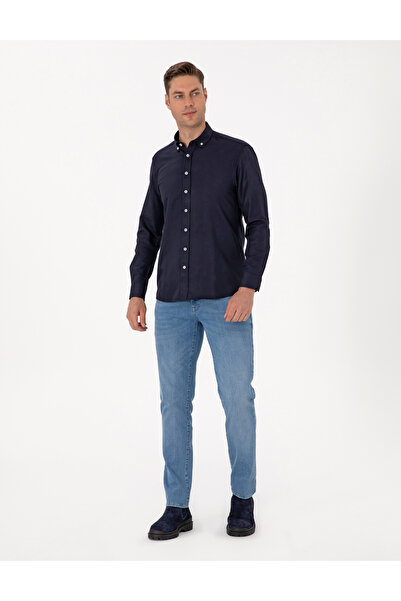 Pierre Cardin Lacivert Regular Fit Uzun Kollu Gömlek 50311487-VR033