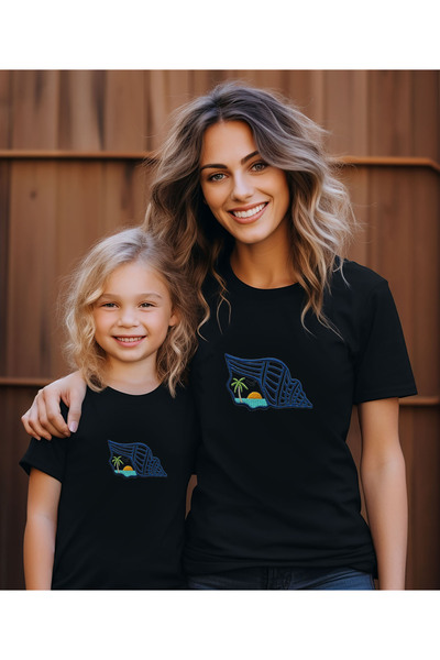 ASELİNDA Tricou combinat de familie imprimat cu broderie scoici (adăugați 2 a...