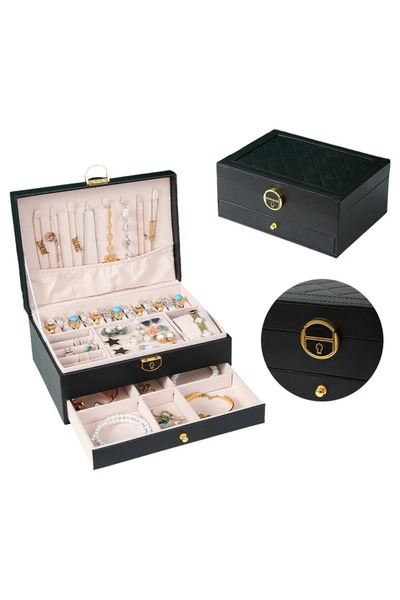 gaman Stylish Design Jewelry Box with Drawers - Jewelry Organizer with Secure Lock