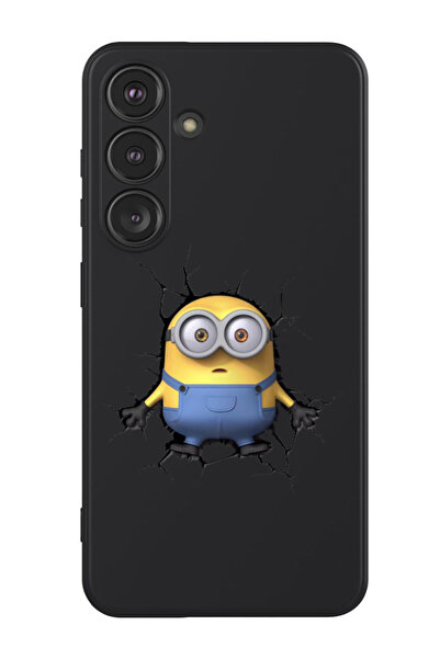 Theodor غطاء حماية سائل من السيليكون المقاوم للصدمات لهاتف سامسونج جالاكسي S24 (أسود) - مينيونز