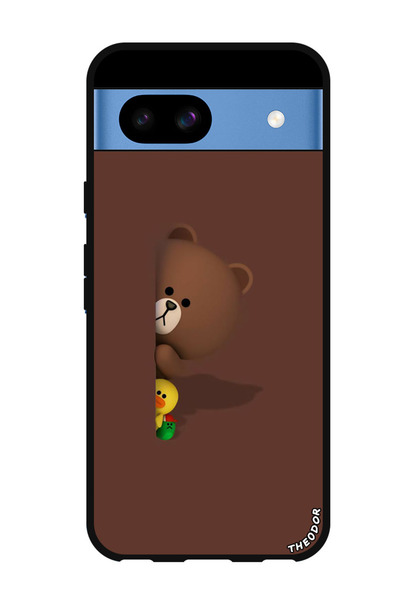 Theodor جراب واقٍ مضاد للخدش والصدمات لهاتف Google Pixel 8a بتصميم دب مخفي