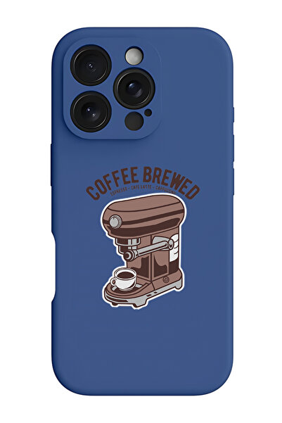 Theodor iPhone 16 Pro Blue Protective Liquid Silicone Shockproof Case - Coffe...