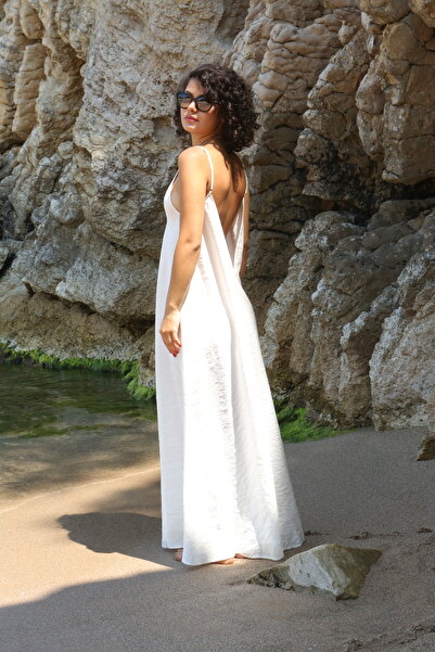 COCCARA LİLLY WHITE BEYAZ SIRTI V AYARLANABİLİR ASKILI OVERSIZE, SIRT DEKOLTE...