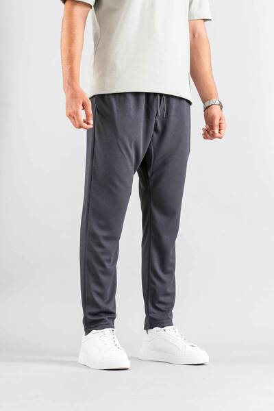 bombe Men's Black Trousers Elastic Waist Slim Fit Flexible Lycra Basic Cotton Jogger