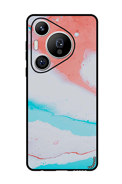 Theodor جراب واقٍ مضاد للخدش والصدمات لهاتف هواوي بيورا 70 برو بلس بنقشة أبيض وأحمر