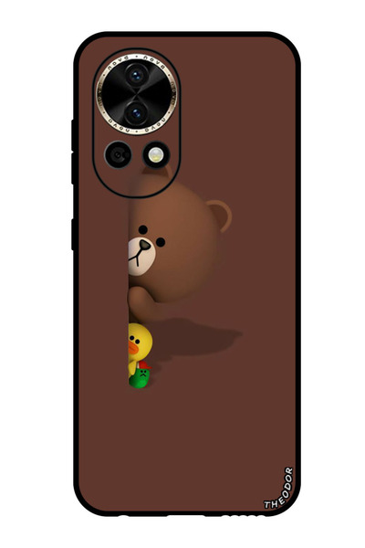 Theodor جراب واقٍ مضاد للخدش والصدمات لهاتف هواوي نوفا 12 برو، مزين بدب مخفي