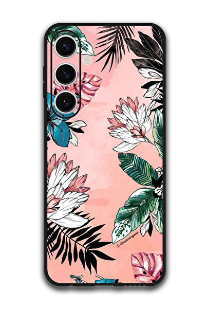 Theodor جراب واقٍ مضاد للخدش والصدمات لهاتف Samsung Galaxy S24 FE بنقشة الزهور والأوراق