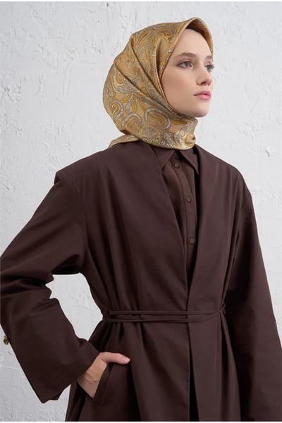 Armine Ethnic Pattern Pure Silk Twill Scarf 9421D 05