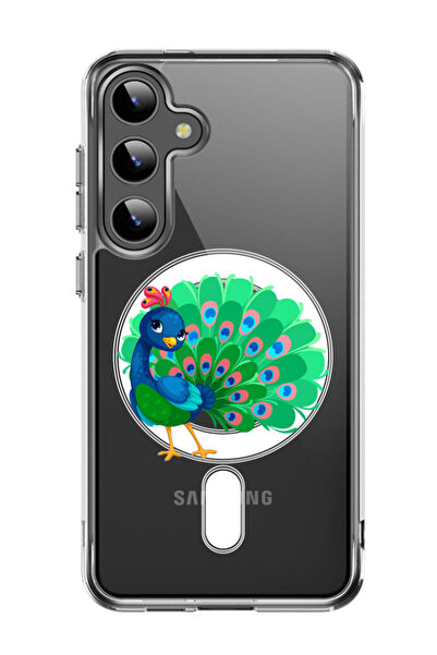 Theodor غلاف لهاتف Samsung Galaxy S24 Plus متوافق مع MagSafe، غطاء مقاوم للصدمات بتصميم طاووس