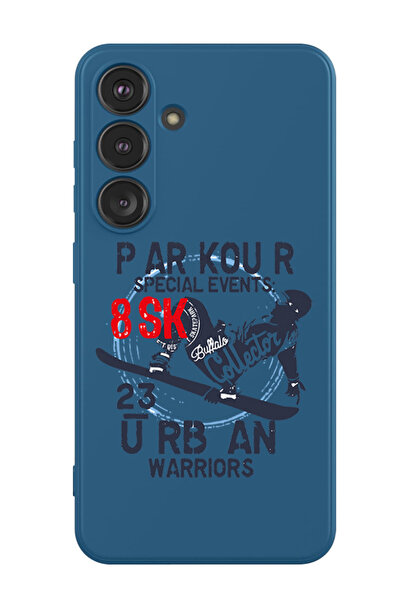 Theodor غطاء حماية سائل من السيليكون المقاوم للصدمات لهاتف سامسونج جالاكسي S24 (أزرق) - فعاليات باركور الخاصة