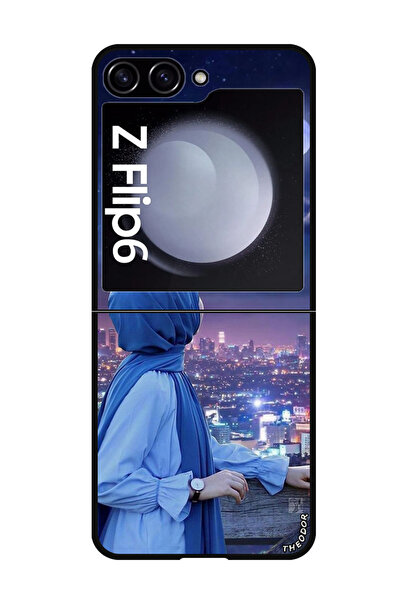 Theodor جراب حماية لهاتف سامسونج جالاكسي زد فليب 6، فتاة محجبة تنظر إليه