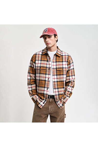 Gant Erkek Kahverengi Regular Fit Kareli Gömlek