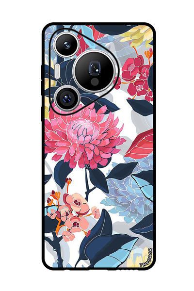 Theodor جراب واقٍ مضاد للخدش والصدمات لهاتف هواوي بيورا 70 برو بلس، لون وردي، زهور