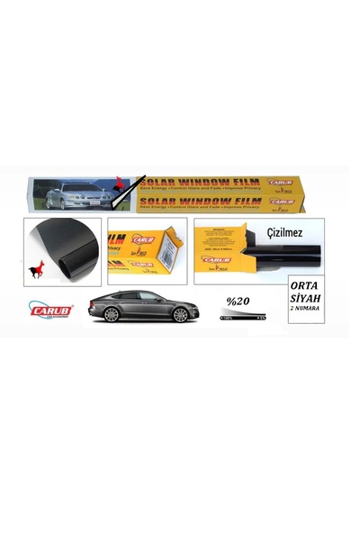 Crb OTO CAM FİLMİ ÇİZİLMEZ (EN :50CM) (BOY: 6METRE) (%20 ORTA SİYAH ) 2 NUMARA