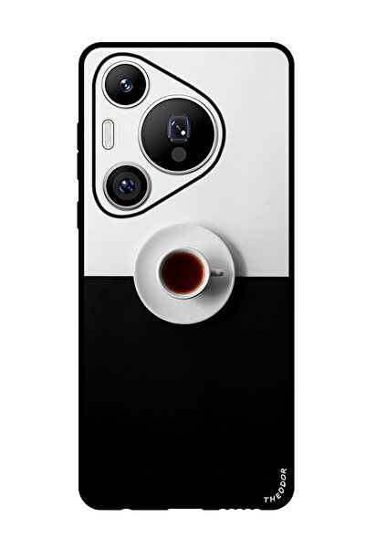 Theodor جراب واقٍ مضاد للخدش والصدمات لهاتف هواوي بيورا 70 برو بلس - أسود وأبيض