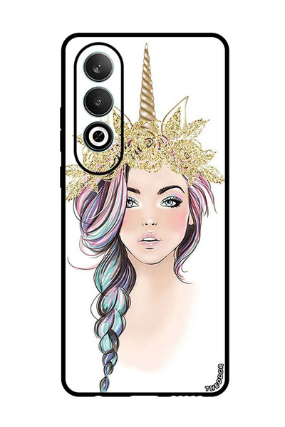 Theodor جراب واقٍ مضاد للخدش والصدمات لهاتف Oppo K12 بتصميم فتاة يونيكورن ذهبية