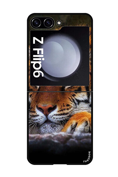 Theodor جراب واقٍ مضاد للخدش والصدمات لهاتف Samsung Galaxy Z Flip 6 Tiger