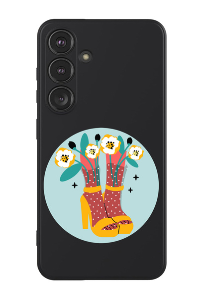 Theodor جراب حماية من السيليكون السائل المقاوم للصدمات لهاتف سامسونج جالاكسي S24 (أسود) - كعب