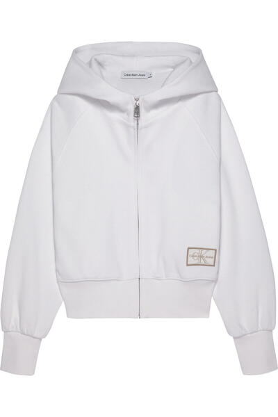 Calvin Klein INTERLOCK PIQUE ZIP Kadın Beyaz Sweatshirt