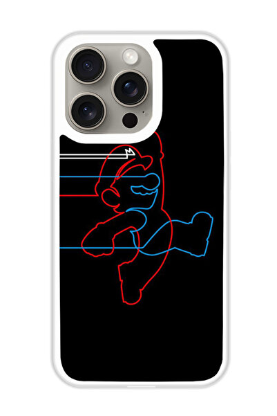 Theodor غطاء حماية لهاتف أبل آيفون 15 برو ماريو ووك (مصد أبيض)