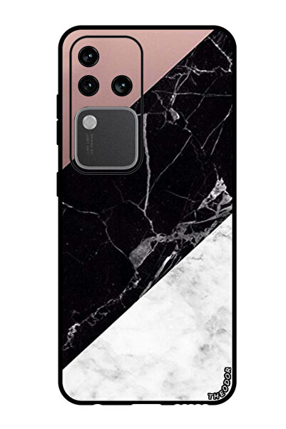 Theodor جراب واقٍ لهاتف Vivo S18 Pro باللونين الأبيض والأسود من الرخام