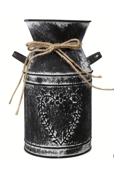 fusis flower Siyah süt bidonu görünümlü galvaniz vazo