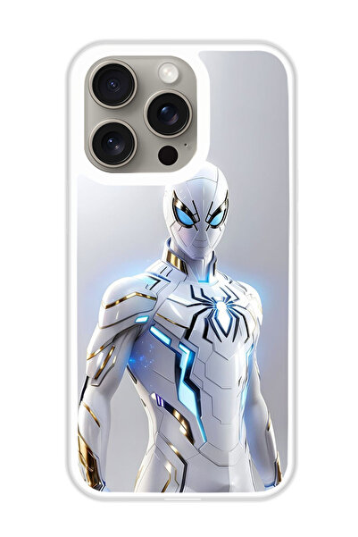 Theodor غطاء حماية لجهاز أبل آيفون 15 برو ماكس، سبايدر مان أبيض (مصد أبيض)