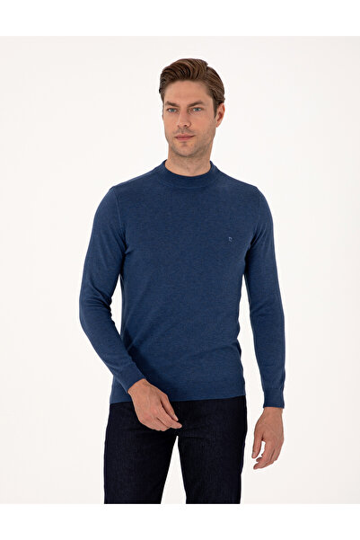 Pierre Cardin سترة تريكو أساسية ذات ياقة ربعية وقصة ضيقة من إنديجو ميلانج 503...