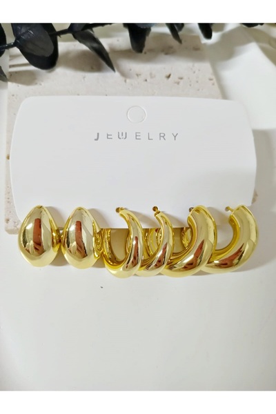 mos&more Gold 6-Piece Very Light Stylish Earring Set